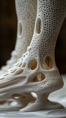 Obraz premium The unique design of the 3D-printed prosthetic leg illustrates advances in medicine, providing a backdrop for discussions on innovations in rehabilitation.