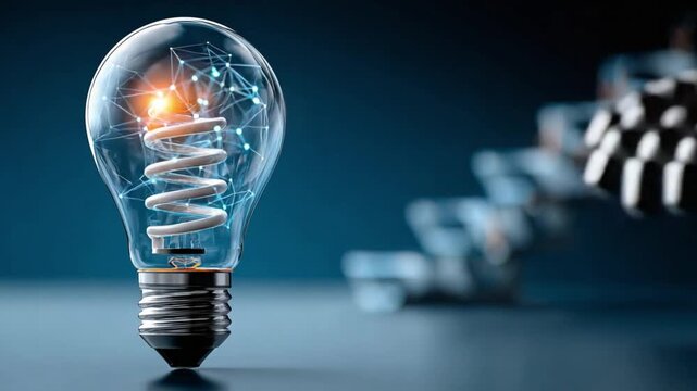 Illumination of Innovative Ideas: A radiant light bulb glows with an internal network, representing the spark of innovation, creativity, and the power of forward-thinking concepts. 