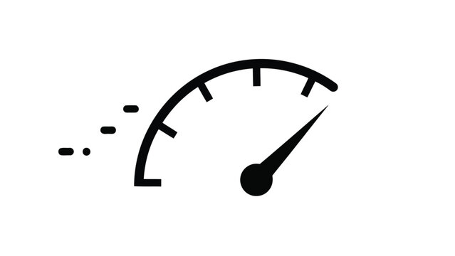 A sleek black speedometer icon, symbolizing speed and performance in a minimalist design.