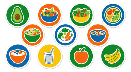 Fototapeta premium Healthy food illustrations fruits vegetables and balanced meal icons