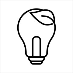 Outline electric eco lamp icon Lamp with leaf Sketch vector stock illustration