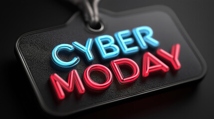 Promotional design showing Cyber Monday Sale tags on dark background for digital retail campaigns