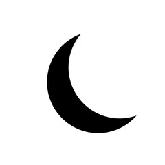 Simple crescent moon silhouette, black on a pure white background, Black Crescent Moon Icon Isolated on White Background - Minimalist Vector Illustration