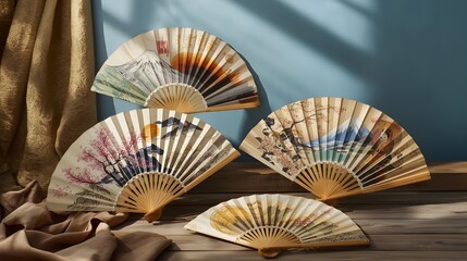 chinese fan on black background
