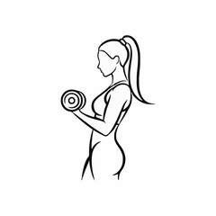 a woman pumps her arm muscles. icon