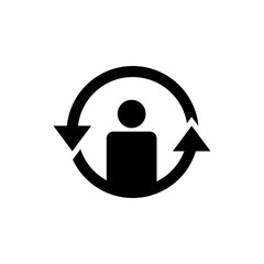 People Exchange Arrows Icon, Human Transfer, Swap and Communication Symbol