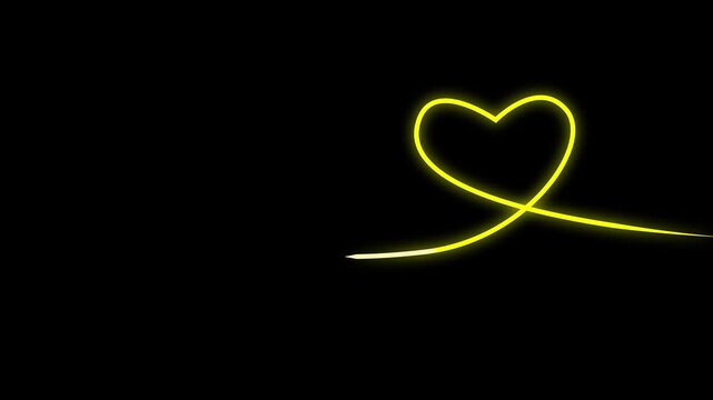 Luminous neon hand heart icon Valentines day symbol Concept of unrequited love and herd bit neon sign animation and black background