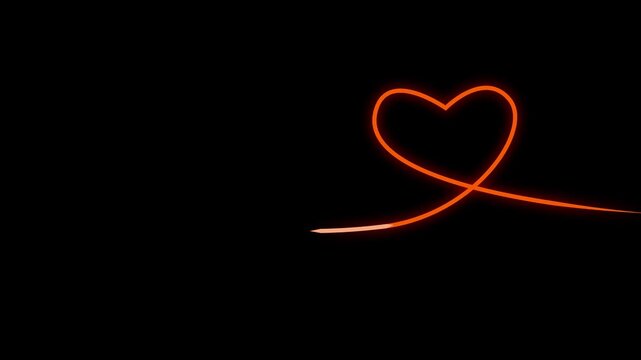 Luminous neon hand heart icon Valentines day symbol Concept of unrequited love and herd bit neon sign animation and black background