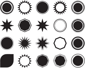 A collection of various black and white geometric shapes
