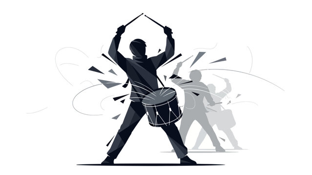 Man Playing Drum with Drumsticks.