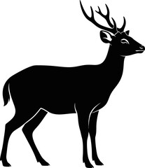 Fototapeta premium Elegant Silhouette of a Majestic Deer with Antlers Vector Graphic Illustration
