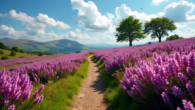 lavender field in provence france - Powered by Adobe