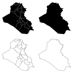 Iraq Outline and Solid Fill Map Set.