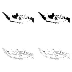 Indonesia Outline and Solid Fill Map Set.