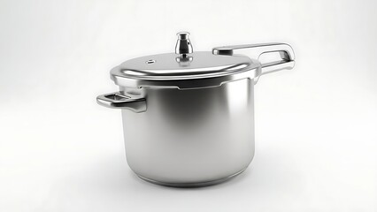 Silver Pressure Cooker With Handle And Lid cooking