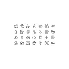 Business and technology icons isolated on transparent background