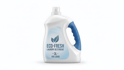 White Laundry Detergent Bottle with Blue Label and Handle