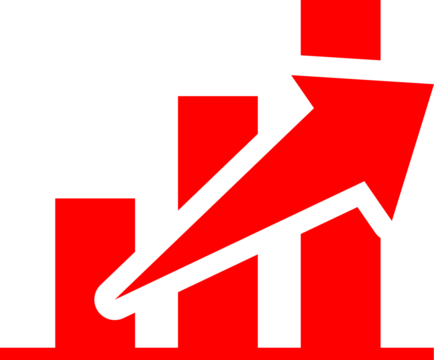 Abstract red and black upward arrow graphic design on transparent background - Powered by Adobe