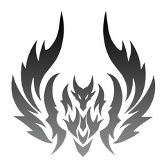 Mythical Dragon Spirit Logo - Tribal Fantasy Creature Silhouette