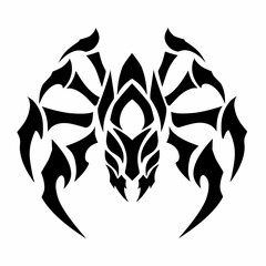 Black Spider Tribal Logo - Aggressive Arachnid Silhouette Illustration