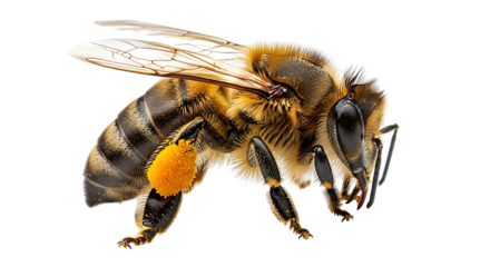 Honey Bee Macro Shot with Pollen Basket.