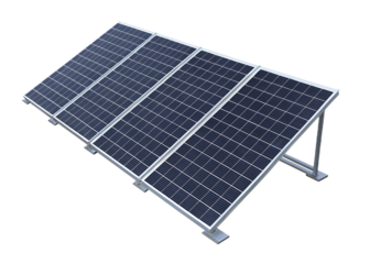 Solar panel modules on metal frame isolated on a transparent background.PNG