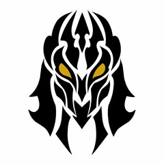 Golden Oni Demon Mask Logo - Mythical Tribal Warrior Mascot