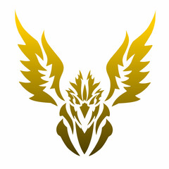 Golden Phoenix Bird Logo - Mythical Firebird Silhouette Illustration