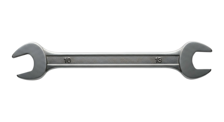 Metal Double Ended Spanner Wrench Isolated on White Background.