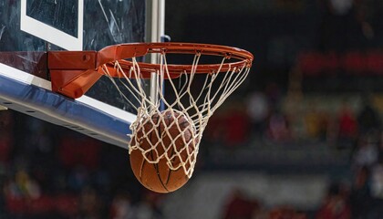 Basketball in Hoop - A Moment of Triumph and Precision.