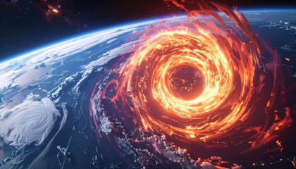 Fiery Vortex Engulfs Earth in Cosmic Cataclysm.