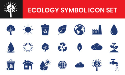 Abstract Ecology Symbol Icon Set Solid Fill Style