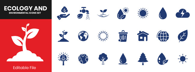 Professional Ecology And Environmental Protection Icon Set