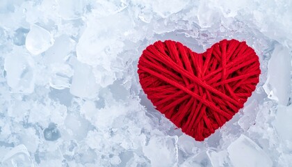Red Yarn Heart on Textured Background - Symbol of Love.