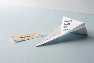 Paper Bridge Symbolizing Courage and Motion with Step Forward Tag