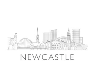 Newcastle upon Tyne, England, UK cityscape illustration skyline drawing