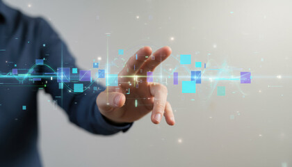 Human Hand Interacting With AI Interface