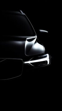 Sleek automotive design showcased in a low-key image highlighting the lines and lighting features.