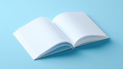 an open book on a blue surface