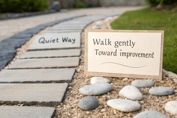 Stone Path Invites Gentle Walking in Tranquil Quiet Way Setting
