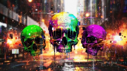 Colorful skulls
