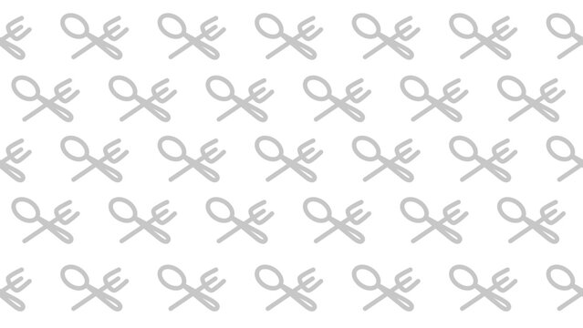 Seamless pattern with silhouettes of forks and spoons. Seamless pattern with spoon and fork icon. Cooking and kitchen related seamless pattern with outline.