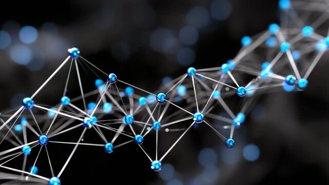 A close-up view of a digital network structure showcasing interconnected nodes and lines