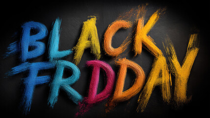 Black friday banner painted with dry brushes for grunge style online sale promotion