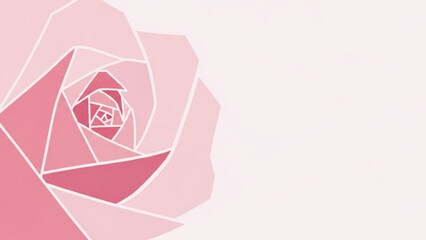 Obraz premium Geometric rose illustration with pink hues and white lines on white background