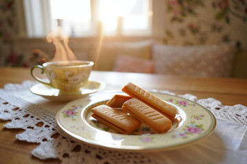 Fig Filled Cookies on Rustic Surface