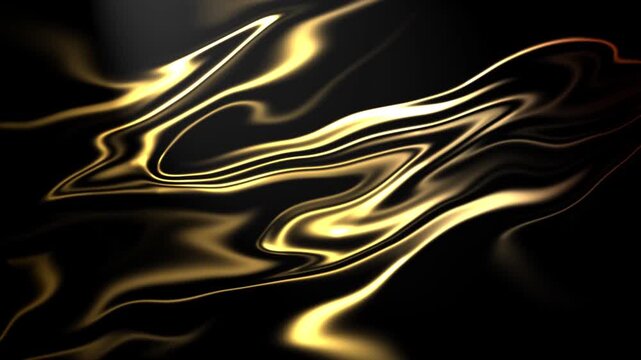 Abstract wavy video with 4K background featuring abstract golden liquid flowing smoothly.