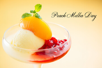 Peach Melba Dessert with Ice Cream