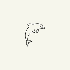 Single line dolphin icon flat vector design. © MD. JONAED