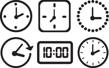Clock Icon Set Vector Collection of Time and Watch Symbols